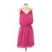 Guess Casual Dress - Mini V Neck Sleeveless: Pink Print Dresses - Women's Size 8