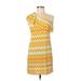 Shui Si Qing Casual Dress - Mini One Shoulder Sleeveless: Orange Print Dresses - Women's Size Medium