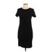 Shein Casual Dress - Bodycon Crew Neck Short sleeves: Black Print Dresses - Women's Size Large