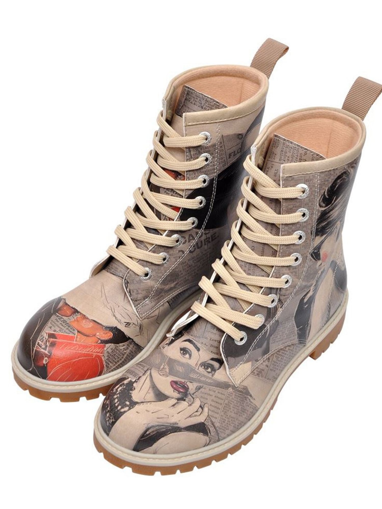 Schnürboots DOGO "Longe Boots Schnürstiefel It Wasn't Me Damen Stiefeletten", Damen, Gr. 39, Normalschaft, grau (grau, schwarz), Lederimitat, Schuhe, Handgefertigt