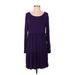 Heimish U.S.A Casual Dress - A-Line Scoop Neck Long sleeves: Purple Solid Dresses - Women's Size Small