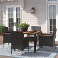 Lark Manor™ Maltby Square 4 - Person 35.43" Long Outdoor Dining Set Wood in Black | 35.43 W x 35.43 D in | Wayfair E4A2C1DC8D754EB4A77745F24304419D