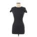 Brandy Melville Casual Dress - Bodycon Crew Neck Short sleeves: Black Print Dresses