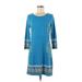 MICHAEL Michael Kors Casual Dress - Shift Scoop Neck 3/4 sleeves: Teal Paisley Dresses - Women's Size 6 - Print Wash