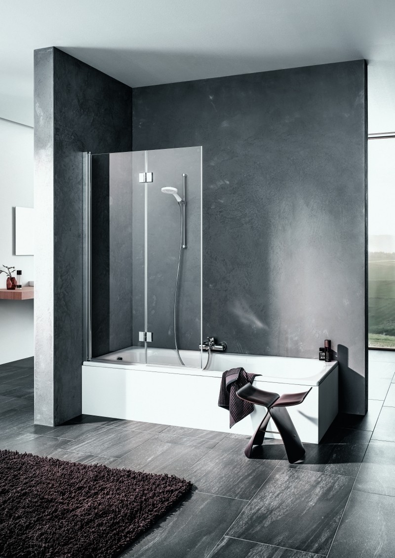 Kermi Faltwand Liga 2PL 1000x1500 BV: 980-1005, silber hochglanz ESG klar mit KermiClean LI2PL10015VPK Image