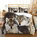 Home Decor 3D Wolf Printed Duvet Cover Set with Pillowcase Vintage Comforter Cover Set Full (80 x90 )