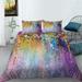 Bed Cover Set Flower Painting Comforter Cover Set Purple 2/3 Pcs Bedding Covers with Pillowcase California King(98 x104 )