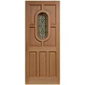 Freedom Acacia 8 Panel Douglas Fir Veneer Glazed External Front Door, (H)1981mm (W)838mm