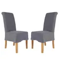 Dibor Set Of 2 Riviera Loose Cover Kitchen Furniture Dining Room Chair - Grey