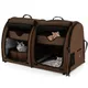 Costway 2-In-1 Pet Carrier Twin-Compartment Pet Kennel Portable Cat & Dog Travel Crate