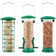 Sa Products 3-Pack Metal Bird Feeder - Squirrel-Proof Hanging Bird Feeder Station - Wild Bird Feeders For Nuts, Seeds, Fat Balls