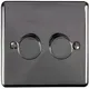 2 Gang 400W 2 Way Rotary Dimmer Switch Black Nickel Light Dimming Wall Plate