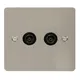 Flat Plate Stainless Steel 2 Gang Twin Coaxial Tv Socket - Black Trim - Se Home