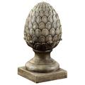 LuxenHome 14 Weathered Brown MgO Artichoke Finial Statue Fiber Stone Outdoor Sculpture for Garden Patio Courtyard Deck Light Brown