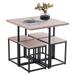 GZXS 5 Piece Dining Table Set Dining Set For 4 Pvc Table And 4 Stools Dark Oak Color & Black