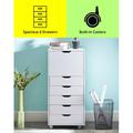 Naomi Home 6 Drawer Office Storage File Cabinet Under Desk Storage file Cabinets for Home Office Office Organization Filing Cabinet with Wheels Printer Stand with Storage 180 lbs Capacity â€“ White