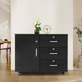 Mobile File Cabinet 3-Drawer Mobile Vertical File Cabinet W/ Lock Mobile Filing Storage Cabinet