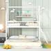 White Twin Over Twin-Twin House Bunk Bed with Extending Trundle and Ladder