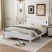 Queen Size Retro Platform Bed Frame with Headboard & Footboard, White