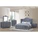 Judye 5 Piece Gray Modern Contemporary Solid Wood Velvet Upholstered Tufted Panel Bedroom Set