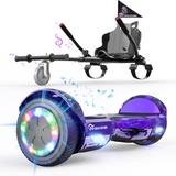 EVERCROSS XP10 Hoverboard with Seat, 6.5" Self-Balancing Scooter, Bluetooth Speaker & LED Lights, for Adults and Kids.