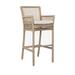 Zev 31 Inch Outdoor Bar Stool Chair, Rope Woven, Ivory Olefin Fabric Seat