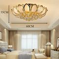 ZhdnBhnos Modern LED K9 Crystal Chandelier Lotus Shaped Ceiling Light Flush Mount Pendant Lamp Fixture for Living Room Bedroom Hallway