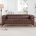 Chesterfield Sofa, 84'' Modern 3 Seater Leather Accent Couch with Square Arms and Tufted Button