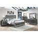 Ina 3 Piece Gray LED Fabric Upholstered Tufted Panel Bedroom Set