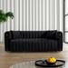 Black Channel Tufted Loveseat Sofa Livingroom Bedroom Sofa Recliner Bench with Metal Leg Round Arm 2 Reversible Pillows