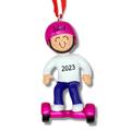 Ornaments by Elves Personalized Pink Girl in Hoverboard Xmas Ornament 2024