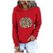 REORIAFEE Fall Women s Thanksgiving Letter Print Sweatshirt Long Sleeve Hooded Neck Pumpkin Shirt Red XXL