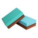 2pcs Double Colored Yoga Pilates Bricks High Density EVA Block Sports Exercise Fitness Gym Workout Stretching Aid (Blue + Dark Brown Green + Dark Brown)