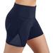 Manxivoo Shorts for Women Women High Waist Yoga Shorts with Side Pockets Workout Running Compression Athletic Biker Shorts Workout Shorts Womens Navy