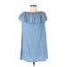 Hinge Casual Dress - A-Line High Neck Short sleeves: Blue Solid Dresses