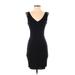 Aqua Casual Dress - Bodycon Plunge Sleeveless: Black Print Dresses - Women's Size Small