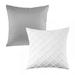 Phantoscope Decorative Throw Pillow Set Soft Silky Velvet & Soft Pleated Velvet Bundle for Sofa Couch Bedroom Light Gray & White 18 x 18