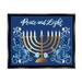 Peace & Light Floral Hanukkah Menorah Holiday Graphic Art Jet Black Framed Art Print Wall Art