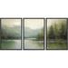 PixonSign Framed Canvas Print Wall Art Set Emerald Green Pastel Pine Tree Forest Nature Wilderness Illustrations Modern Art Decorative Rustic Relax/Calm Colorful for Bedroom - 16 x24 x3 Black