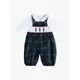 Trotters Baby My First Christmas Tartan Dungarees & Intergrated Eton Collar Bodysuit, Navy/Multi