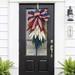 Patriotic Wreath for Front Door 4th of July Wreath White Blue Red Wreath with USA Flags for Memorial Day Independence Day Veterans Day Upstairs Wreath Front Door Decoration Hanging Ornaments 23in