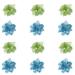 Hollow Simulation Christmas Flowers Decor Artificial Flowers for Christmas Wreath Tree Decor 12 pcs -blue + green