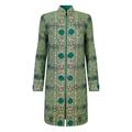 Women's Green Jade Shawl Rosette Wool Shawl Jacket XXL Beatrice Von Tresckow