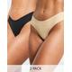 Bye Bra invisible no VPL smoothing 2 pack thong in black and beige-Multi