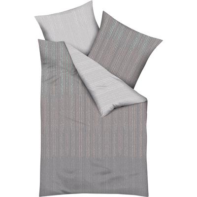 Wendebettwäsche KAEPPEL "Vertigo", silber (silberfarben), B/L: 155cm x 220cm, , Mako-Satin, B/L: 80cm x 80cm, Mako-Satin, Obermaterial: 100% Baumwolle, Bettwäsche Image