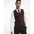 Ben Sherman wedding suit waistcoat in burgundy-Red