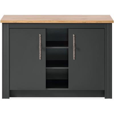 Spülenschrank KOCHSTATION "KS-Westminster" Schränke Gr. B/H/T: 130 cm x 92 cm x 60 cm, 2 St., grau (grau dunkel) Spülenschränke im romantischen Landhausstil, Breite 130 cm