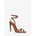 Michael Kors Chrissy Crocodile Embossed Leather Sandal Brown 10