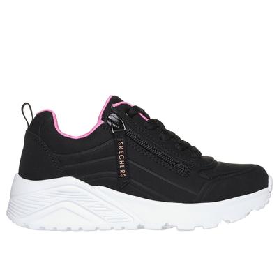Skechers Girl's Uno Lite - Easy Zip Sneaker | Size 2.0 | Black/Rose Gold | Synthetic | Machine Washable