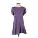 Alya Casual Dress - Mini Crew Neck Short sleeves: Purple Solid Dresses - Women's Size 2X-Small